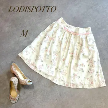 LODISPOTTO 꽃무늬 쉬폰 턱 플레어 스커트 무릎 위 M