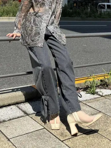 측면 스위치 2웨이 리본 데님 팬츠