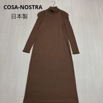 COSA-NOSTRA 터틀넥 리브 니트 원피스 울 일본제