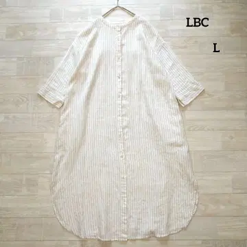 LBC 엘비씨 밴드 카라 스트라이프 7부 소매 원피스 L