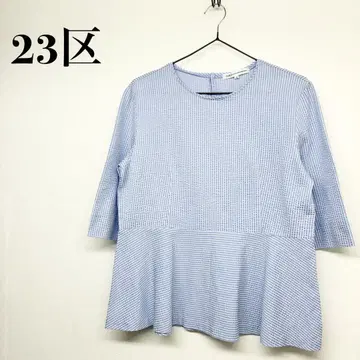 23구 온워드 카시야마 스트라이프 보더 셔츠 상의 페플럼 38