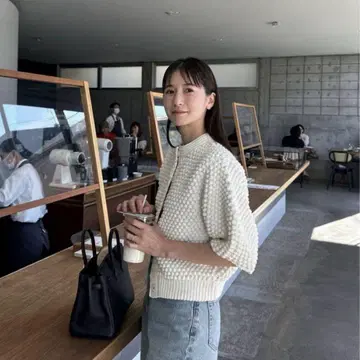 클라네 3D DOT HALF SLEEVE KNIT CARDIGAN
