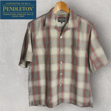 PENDLETON 마 혼방 옴브레 체크 오픈 칼라 셔츠