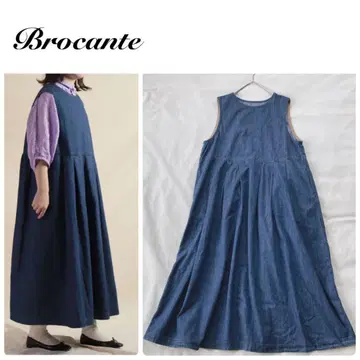 Brocante 브로캔트 라이트 온스 데님 원피스 인디고 일본제