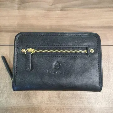 가죽풍 블랙 두겹 지갑 여성용