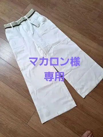 화이트 가우초 팬츠 코튼 혼방 슬림