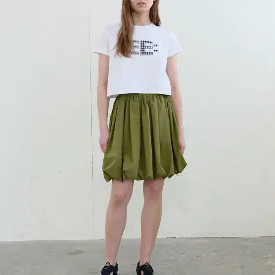 Enzo Blews Witty Check Flare Skirt (Blue Green) #엔조블루스