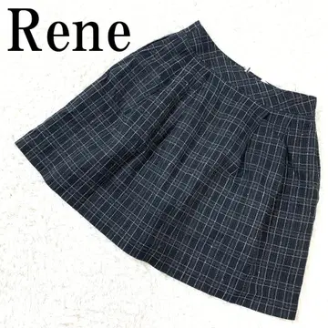 Rene 르네 플레어 스커트 그레이 체크 38 B8414
