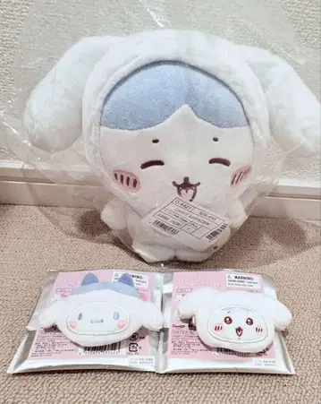 산리오 치이카와 (먼작귀) 헤어 클립 봉제 인형 시나몬 하치와레