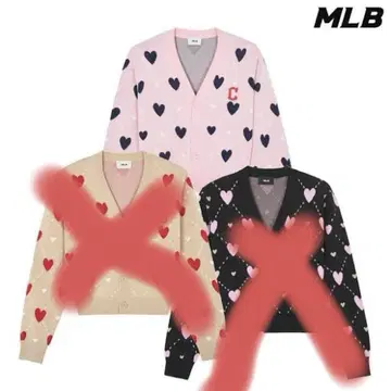 MLB 코리아 하트 무늬 가디건 핑크