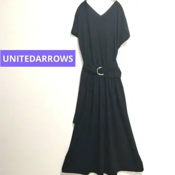 유나이티드 애로우즈 V 넥 티셔츠 원피스 블랙 검정