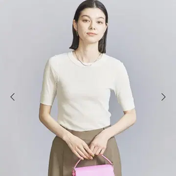 BEAUTY&YOUTH 폴리에스테르 골지 컴팩트 숏 슬리브 상의