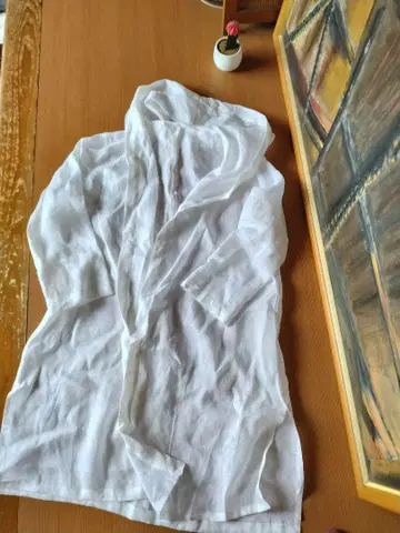개성 넘치는 레트로 기모노 리메이크 차양 린넨 후드 부착 롱 코트 비침