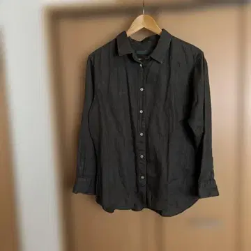 Spick & Span 빅 린넨 셔츠 다크 브라운 그레이 긴팔 셔츠