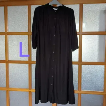 브라운 셔츠 원피스 앞 버튼 전개 폴리에스테르 100% L