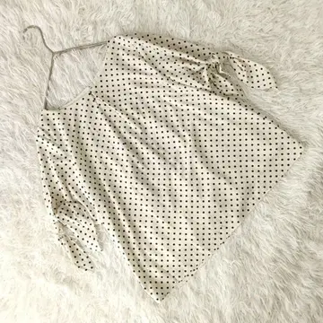 쿠미교쿠 (2) 도트 쉬폰 블라우스 소매 리본 오분 소매 눈물 모양