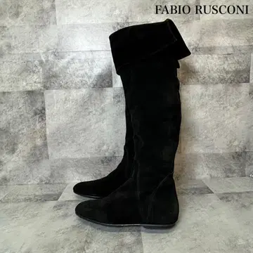 FABIO RUSCONI 가죽 롱 부츠 스웨이드 36 블랙 RG77