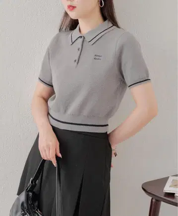 Chico 로고 자수 반팔 폴로 셔츠