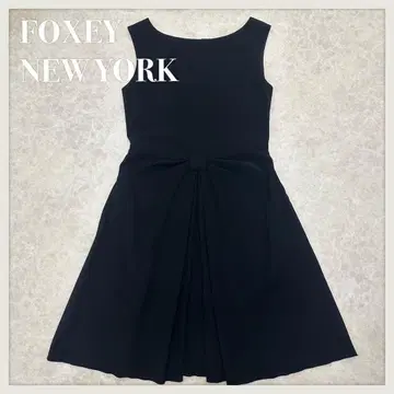 FOXEY NEW YORK 블랙 A 라인 원피스 리본 포함