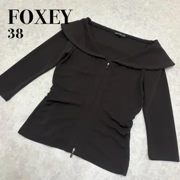 FOXEY 여배우 옷깃 인기 가디건 7부 소매 블랙 38