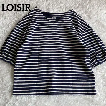 LOISIR 로아지르 코튼 V넥 보더 컷 티셔츠