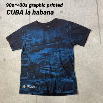 90s00s 반팔 티셔츠 올 패턴 그래픽 자동차 car CUBA 쿠바 M