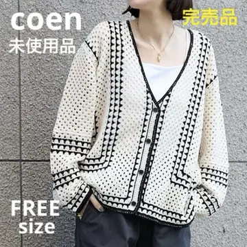 완판템 코엔 크로셰 뜨개질 V넥 가디건 coen 미사용 택 포함