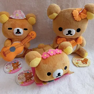 리락쿠마 봉제 인형 세트 피크닉 꽃