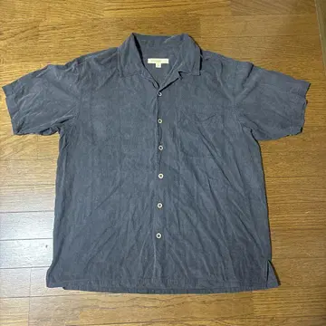 90s 오픈 카라 반팔 셔츠 시티보이 페이드 블랙 짧은 기장 박스 컷