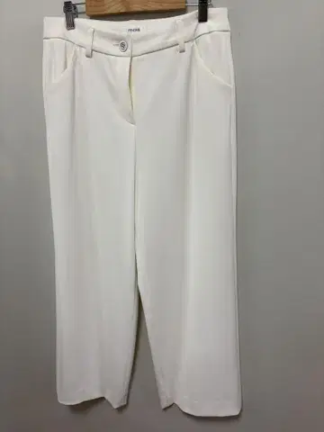 화이트 와이드 팬츠 폴리에스테르 혼방