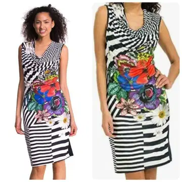 데시구알 Desigual 보타니컬 무늬 롱 원피스 M