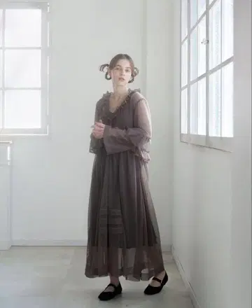 luluamulette occasion frill dress 브라운