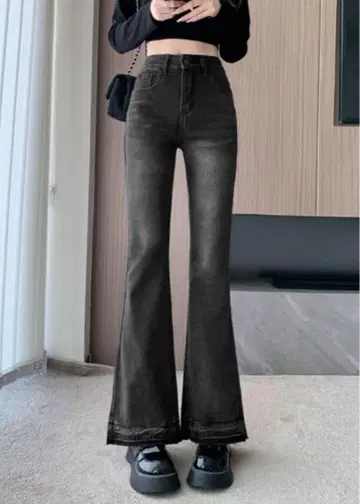 스트레치 컷오프 부츠 컷 블랙 데님