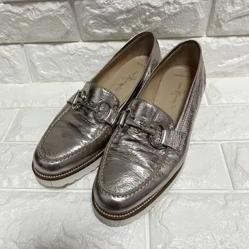 메탈릭 골드 로퍼 가죽 신발 긴자 카네마츠