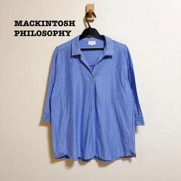 MACKINTOSH PHILOSOPHY 오픈 카라 블라우스 스트라이프