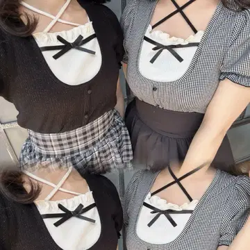 evelyn 에블린 넥 리본 TP 탑 블랙 블랙