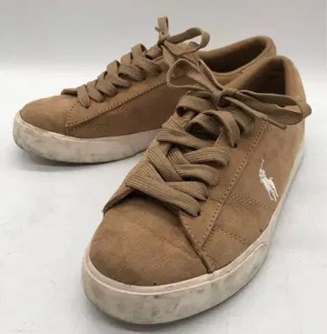 6m27 POLO 폴로 스웨이드 스니커즈 브라운 로고 23.0cm