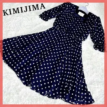 새상품 KIMIJIMA 키미지마 반팔 원피스 도트 리본 올 패턴 M
