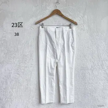 23KU 앵클 팬츠 [38] 화이트 냉감 신축 센터 프레스