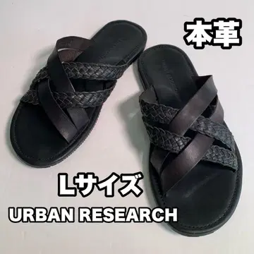 URBAN RESEARCH 천연 가죽 크로스 스트랩 샌들 L 사이즈 블랙