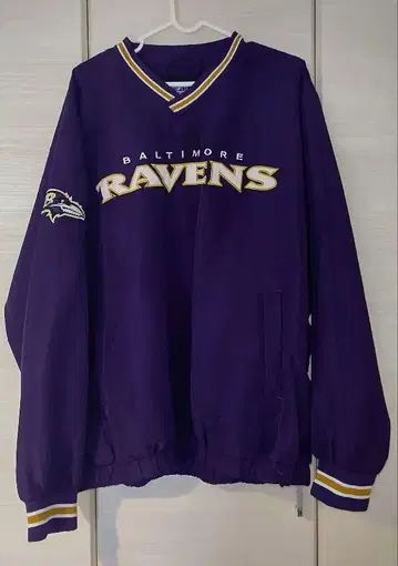 구제 의류 NFL 레이븐스 RAVENS 나일론 풀오버 보라색