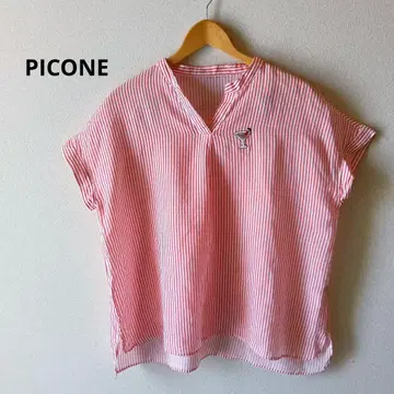 PICONE 피코네 블라우스 린넨 100 스트라이프 루즈한 붉은색