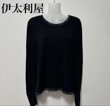 이타리야 긴팔 상의 라메 여성용 블랙 계열 U넥 비쥬 L