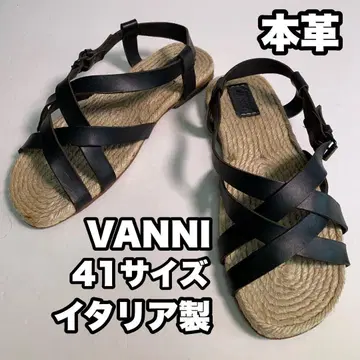 VANNI 천연 가죽 이탈리아제 샌들 41 사이즈 크로스 스트랩 가죽