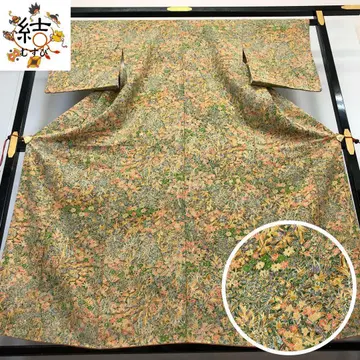 MK-1142 코몬 사계절의 꽃과 풀 무늬 크레이프 원단 다크 그린 컬러