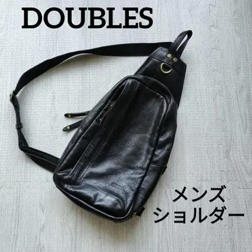 DOUBLES 천연 가죽 블랙 가죽 슬링 백 숄더 백
