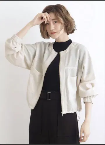 린넨 느낌의 노카라 시어 블루종