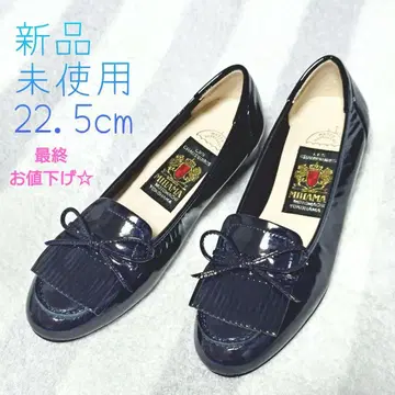 MIHAMA 22.5cm 미사용 새상품 에나멜 네이비 커터 신발