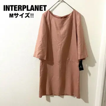인터플래닛 7부 기장 원피스 핑크 라메 믹스 M 레이온 골드 버튼
