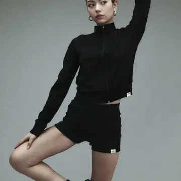 GLOWNY 블랙 숏 팬츠 G CLASSIC RIB SHORTS